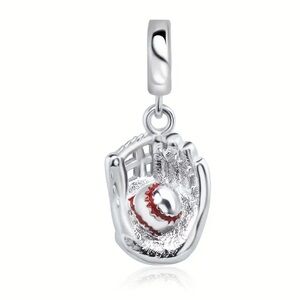 Silver Baseball and Glove Pendant charm NWT